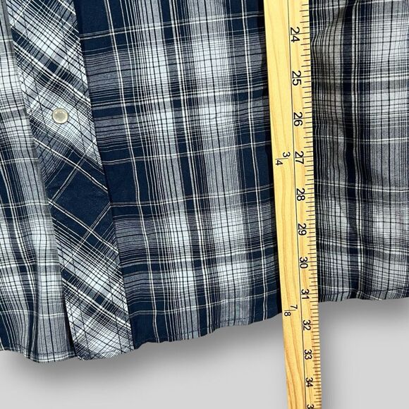 Wrangler Shirt Mens 3XL Big & Tall Blue Plaid Western Shirt Pearl‎ Snap - Picture 3 of 6
